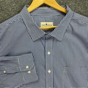 Oak Hill Classic Fit Button Down Shirt Mens 20 34/35 Blue White Gingham Check